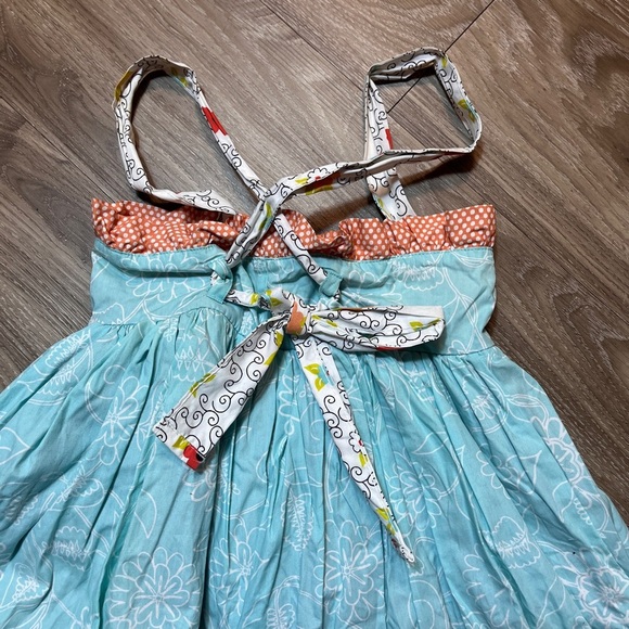 Jelly The Pug Blue and Orange Pleated Sundress 6X - Picture 3 of 6